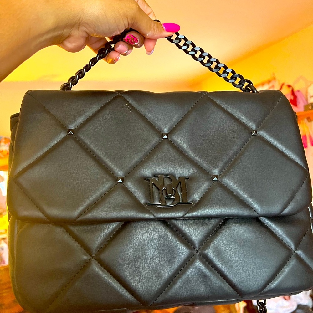 All Black Studded Badgley Mischka Flap Bag